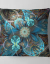 Fractal Blue Flowers - Floral Throw Pillow