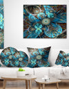 Fractal Blue Flowers - Floral Throw Pillow