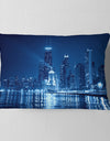 Blue Chicago Skyline Night - Cityscape Photo Throw Pillow