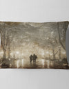 Couple Walking in Night Lights - Landscape Photography Throw Pillow