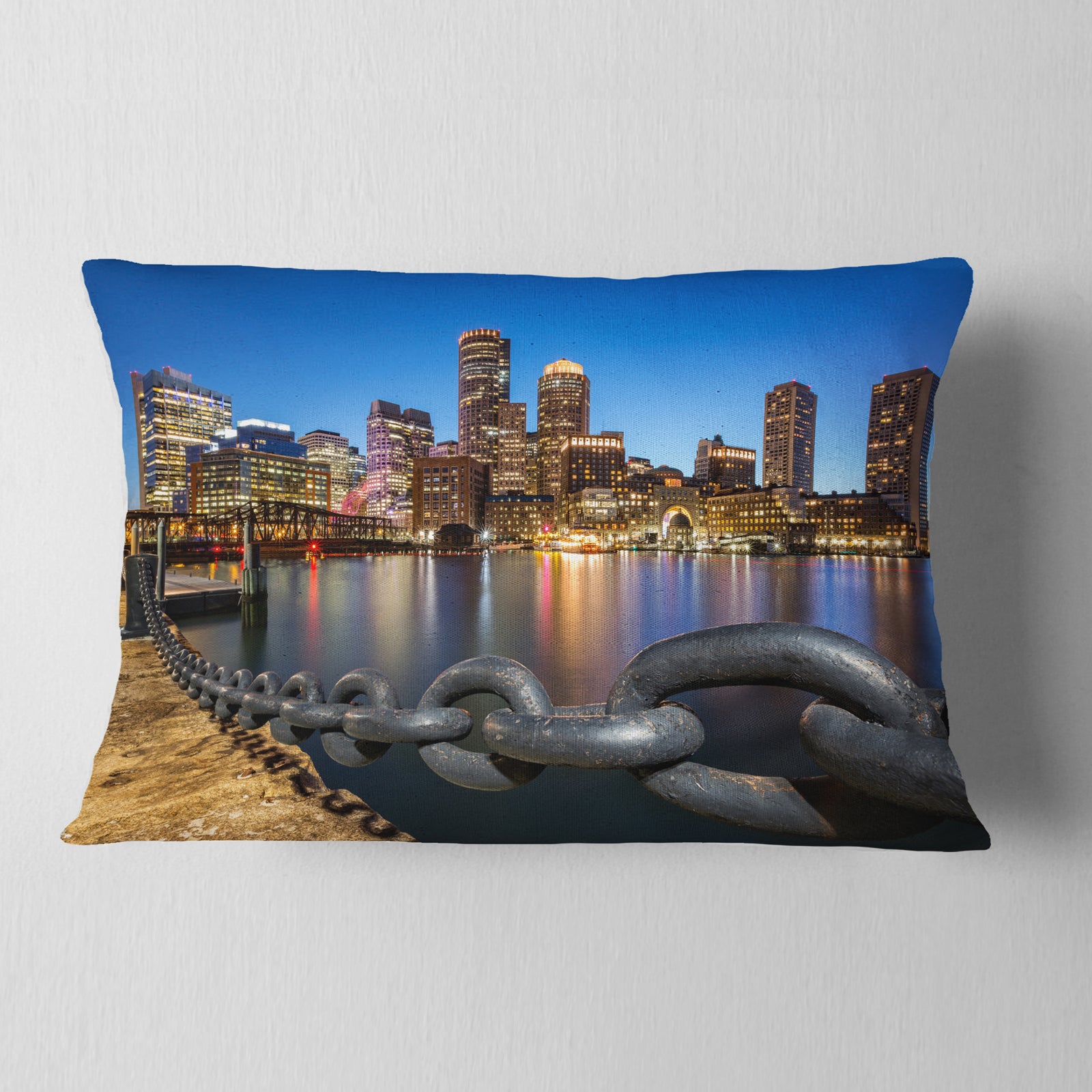 Boston Skyline at Dusk - Cityscape Photo Throw Pillow
