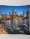 Boston Skyline at Dusk - Cityscape Photo Throw Pillow