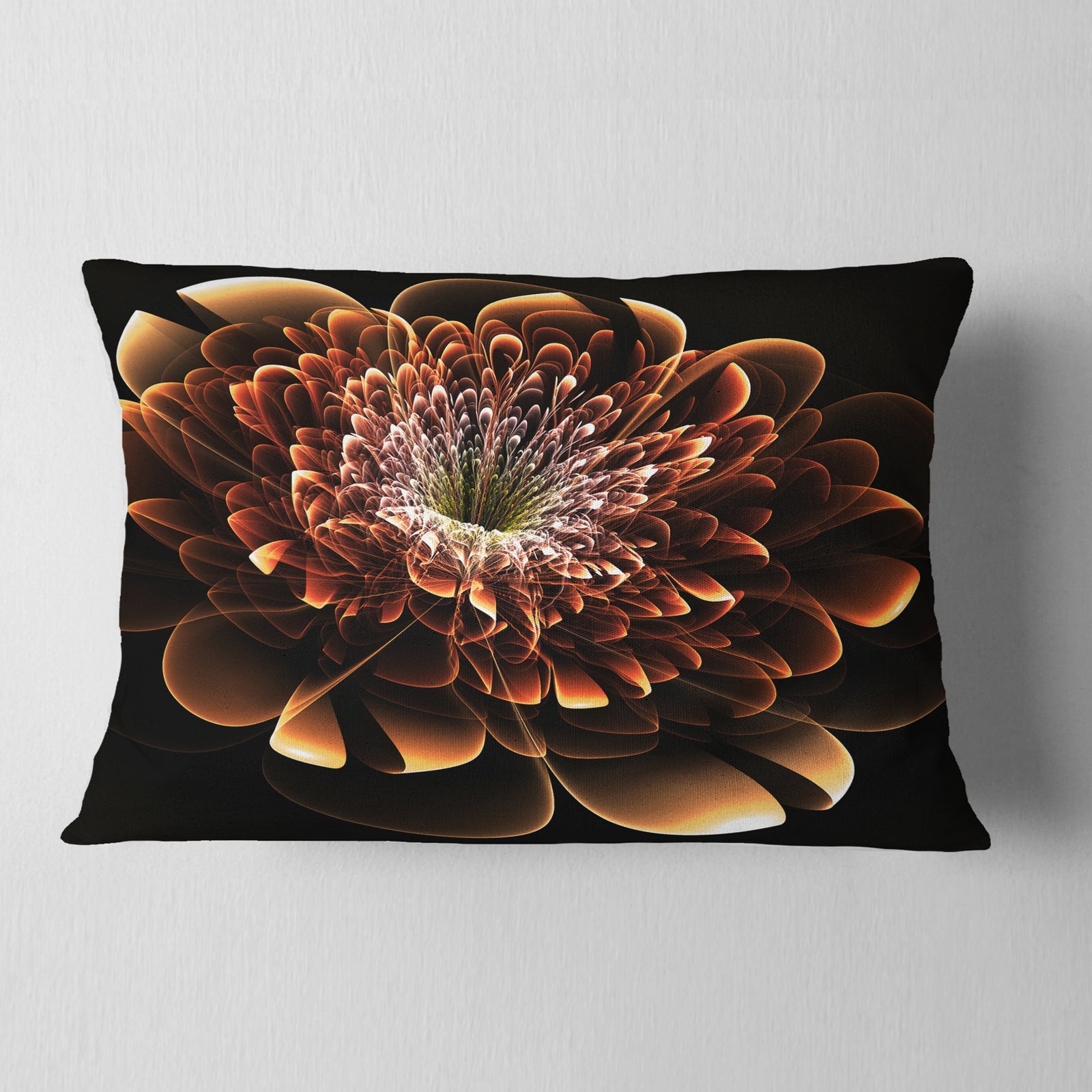 Brown Fractal Flower - Modern Floral Throw Pillow