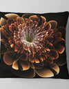 Brown Fractal Flower - Modern Floral Throw Pillow