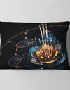 Orange Blue Flower with Water Drops - Floral Throw Pillow