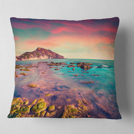 Giallonardo Beach Colorful Sunset - Seashore Photo Throw Pillow