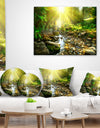 Mountain Stream in Forest - Landscape Photography Throw Pillow