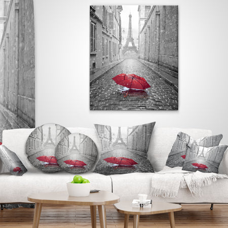 Eiffel View from Paris Street - Cityscape Photo Throw Pillow