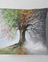 Tree with Four Seasons - Tree Painting Throw Pillow