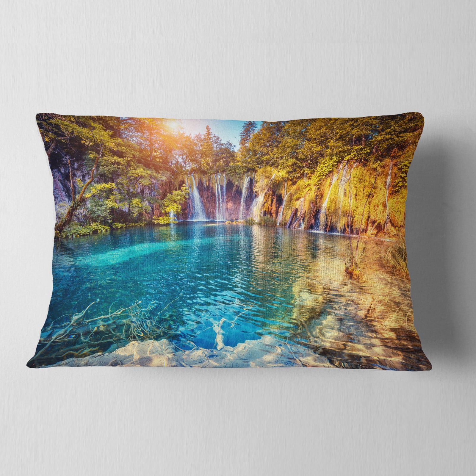 Turquoise Water and Sunny Beams - Landscape Photography Throw Pillow
