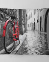 Retro Vintage Red Bike - Cityscape Photo Throw Pillow