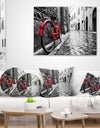 Retro Vintage Red Bike - Cityscape Photo Throw Pillow