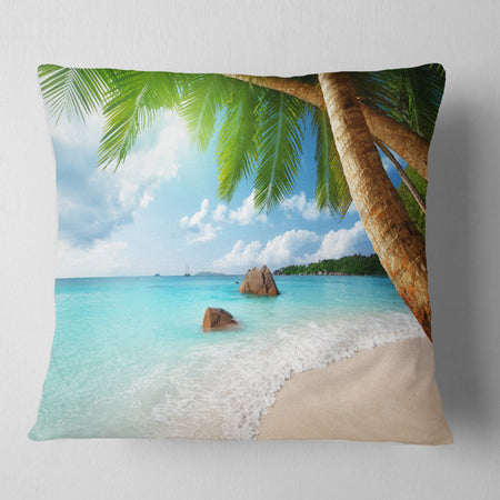 Praslin Island Seychelles Beach - Seashore Photo Throw Pillow