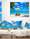 Turquoise Beach with Chairs - Seashore Photo Throw Pillow