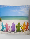 Adirondack Beach Chairs - Seashore Photo Throw Pillow