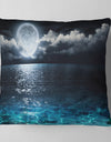 Romantic Full Moon Over Sea - Seascape Throw Pillow