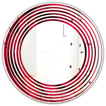Red Rose Petals with Rain Droplets - Modern Round or Oval Wall Mirror - Wave