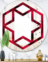 Red Rose Petals with Rain Droplets - Modern Round or Oval Wall Mirror - Hexagon Star