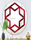 Red Rose Petals with Rain Droplets - Modern Round or Oval Wall Mirror - Hexagon Star