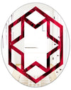 Red Rose Petals with Rain Droplets - Modern Round or Oval Wall Mirror - Hexagon Star