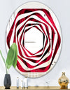 Red Rose Petals with Rain Droplets - Modern Round or Oval Wall Mirror - Whirl