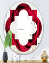 Red Rose Petals with Rain Droplets - Modern Round or Oval Wall Mirror - Quatrefoil