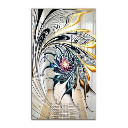 White Stained Glass Floral Art - Modern and Mirror - Accent Mirror