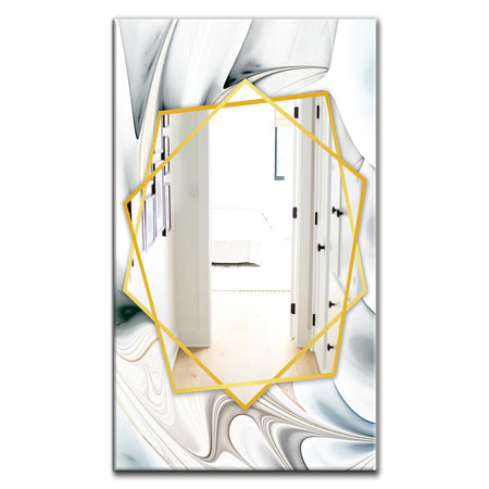 White Stained Glass Floral Art - Modern Mirror - Frameless Contemporary Wall Mirror