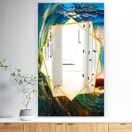Colored Ocean Waves Falling Down - Traditional Mirror - Frameless Wall Mirror