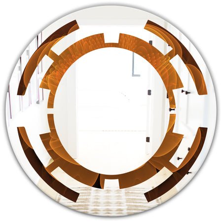 Water Lily Digital Art Fractal Flower - Modern Round or Oval Wall Mirror - Space