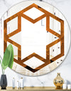 Water Lily Digital Art Fractal Flower - Modern Round or Oval Wall Mirror - Hexagon Star