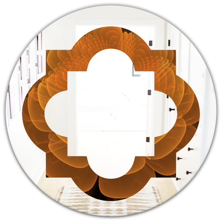 Water Lily Digital Art Fractal Flower - Modern Round or Oval Wall Mirror - Quatrefoil