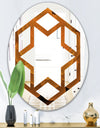 Water Lily Digital Art Fractal Flower - Modern Round or Oval Wall Mirror - Hexagon Star