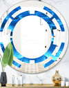 Large Light Blue Flower and Petals - Modern Round or Oval Wall Mirror - Space