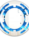 Large Light Blue Flower and Petals - Modern Round or Oval Wall Mirror - Space