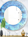 Large Light Blue Flower and Petals - Modern Round or Oval Wall Mirror - Wave