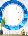 Large Light Blue Flower and Petals - Modern Round or Oval Wall Mirror - Triple C