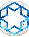 Large Light Blue Flower and Petals - Modern Round or Oval Wall Mirror - Hexagon Star