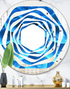 Large Light Blue Flower and Petals - Modern Round or Oval Wall Mirror - Whirl