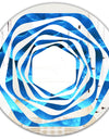 Large Light Blue Flower and Petals - Modern Round or Oval Wall Mirror - Whirl