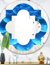 Large Light Blue Flower and Petals - Modern Round or Oval Wall Mirror - Quatrefoil