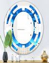 Large Light Blue Flower and Petals - Modern Round or Oval Wall Mirror - Space