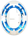 Large Light Blue Flower and Petals - Modern Round or Oval Wall Mirror - Space