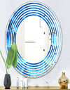 Large Light Blue Flower and Petals - Modern Round or Oval Wall Mirror - Wave