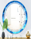 Large Light Blue Flower and Petals - Modern Round or Oval Wall Mirror - Triple C