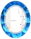 Large Light Blue Flower and Petals - Modern Round or Oval Wall Mirror - Triple C