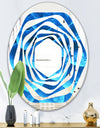 Large Light Blue Flower and Petals - Modern Round or Oval Wall Mirror - Whirl