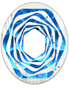 Large Light Blue Flower and Petals - Modern Round or Oval Wall Mirror - Whirl
