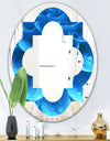 Large Light Blue Flower and Petals - Modern Round or Oval Wall Mirror - Quatrefoil