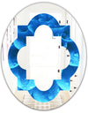 Large Light Blue Flower and Petals - Modern Round or Oval Wall Mirror - Quatrefoil